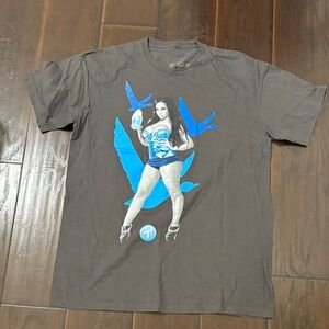 Gray T-Shirt with Blue Graphic Design